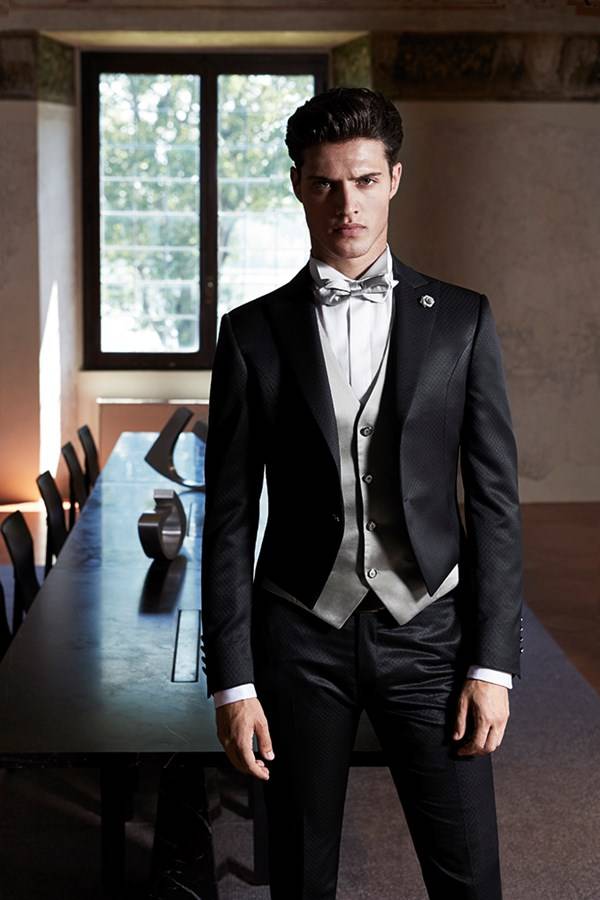 COSTUME DE MARIAGE NOIR GILET CROISE BLANC LUBIAM 1911 MARSEILLE PROCHE TOULON