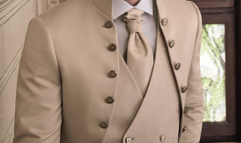 COSTUME mariage BEIGE COL MAO LUBIAM 1911 PROCHE TOULON