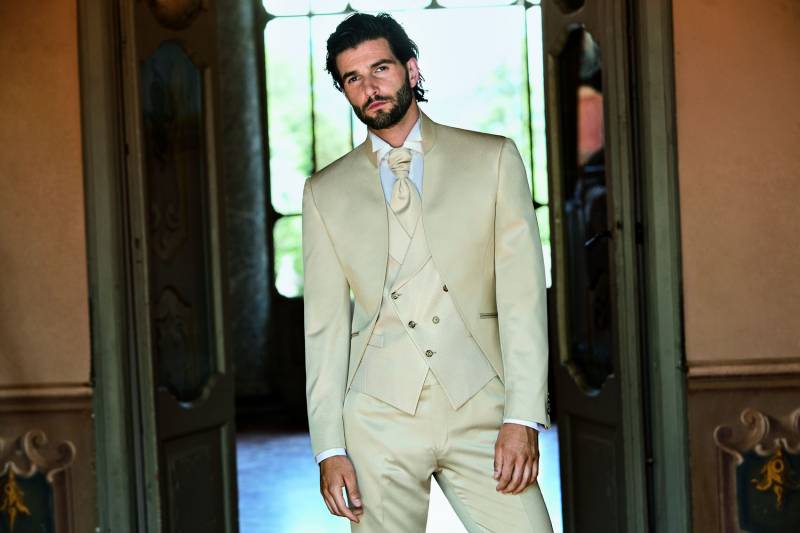 COSTUME mariage marseille BEIGE COL MAO MARIAGE MARSEILLE PROCHE TOULON